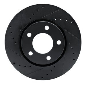Chrysler Town & Country Brake Rotor (1) - Front Left - R1 Concepts - Drilled & Slotted - Black - `01-`07